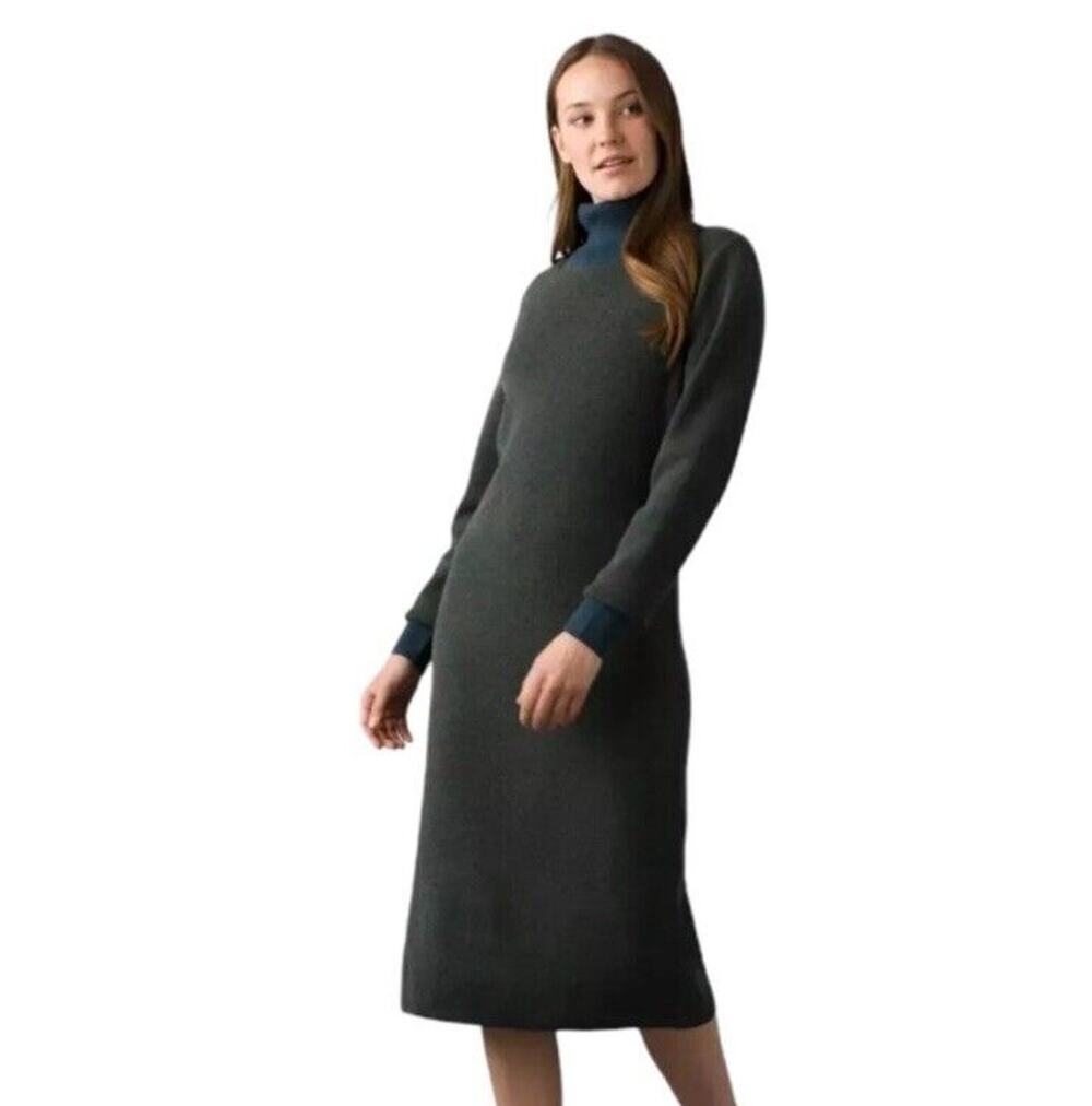 PRANA Womens South Rock Sweater Dress Size Small Gray Blue Midi NWT